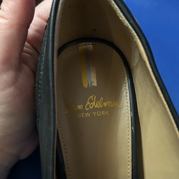 Sam Edelman Quincy Black Squared Toe Stacked High Heel Slip On Fashion Loafers - Picture 9 of 12